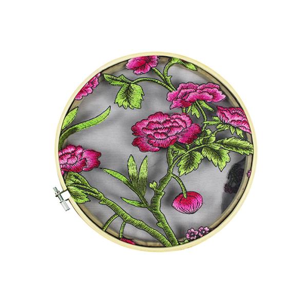 Colored Floral Embroidered Tulle Fabric With Polyester On Nylon Mesh Component