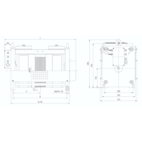 Load 1250kg 20 Poles Elevator Gearless Traction Machine For Traction System