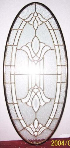 Buy oval shape beveled glass panel with brass caming at wholesale prices