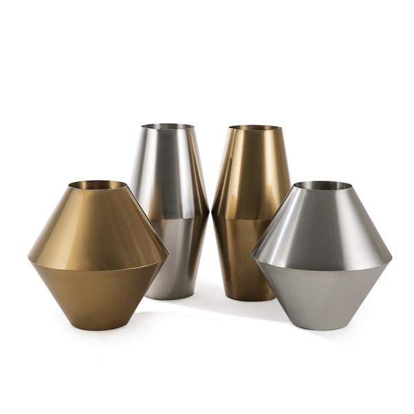 Buy 1 Short Pot And 1 Tall Pot Set Brushed Stainless Steel Planters D60cm H60cm at wholesale prices