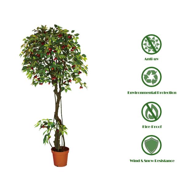 Custom Size 200cm Cherry Artificial Landscape Trees With Fruits Green In Four Seasons