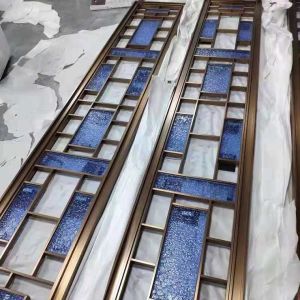 Indoor decorative stainless steel frame with marble board partition movable