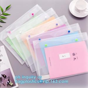 China A4 custom PP plastic file folder, document wallet with button, pp a4 decorative expanding file folders on sale