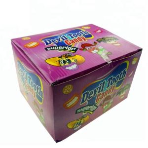 Novelty Design Fresh Fruit Lollipops Devil Tooth Shape Interesting Pattern