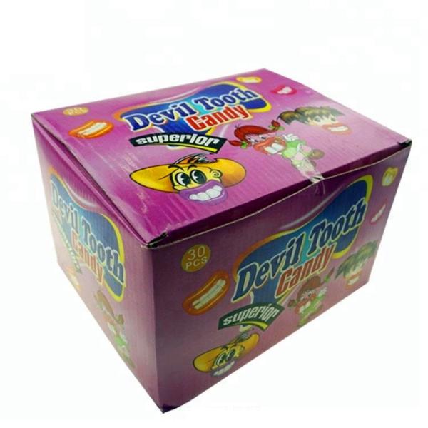 Buy Novelty Design Fresh Fruit Lollipops Devil Tooth Shape Interesting Pattern at wholesale prices