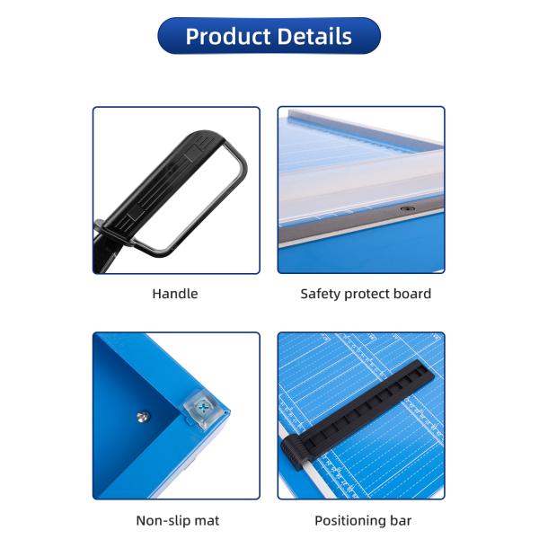 Professional A4 Manual Desktop Paper Cutter with Blue Base and Metal ABS Construction