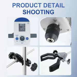 Mixing with Adjustable Mixing Rod Chuck Laboratory Stirrer and LCD Screen