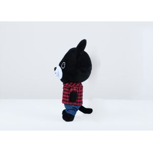 30 cm soft short pile plaid shirt with jeans huggable dog kids plush toy
