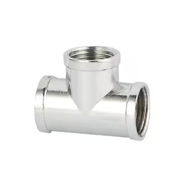 Thread Standard Polished Brass Tee Fittings for Water Pipe System Polished Sandblasted Nickel Plated Compression Fitting