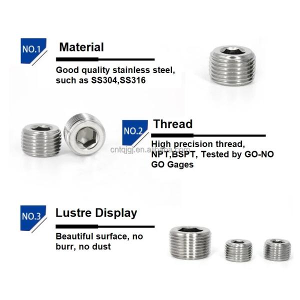 ZINC Plated Hydraulic Screw Hexagon Socket Pipe Plug Tapered Thread M8 M10 DIN906 for Industrial Pipe Connections
