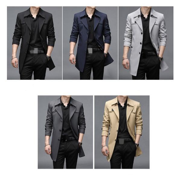 Men's Jackets Fashion Windproof Casual Slim Fit Windbreaker Long Coat With Suit Coats