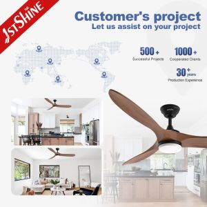 Cooling Air Function 60 Inches DC Copper Motor Solid Wood Ceiling Fan with Light