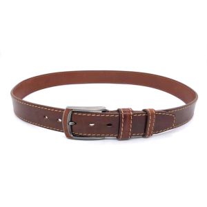 5 Oval Holes Mens Casual Leather Belt With Thick Thread And Decoration