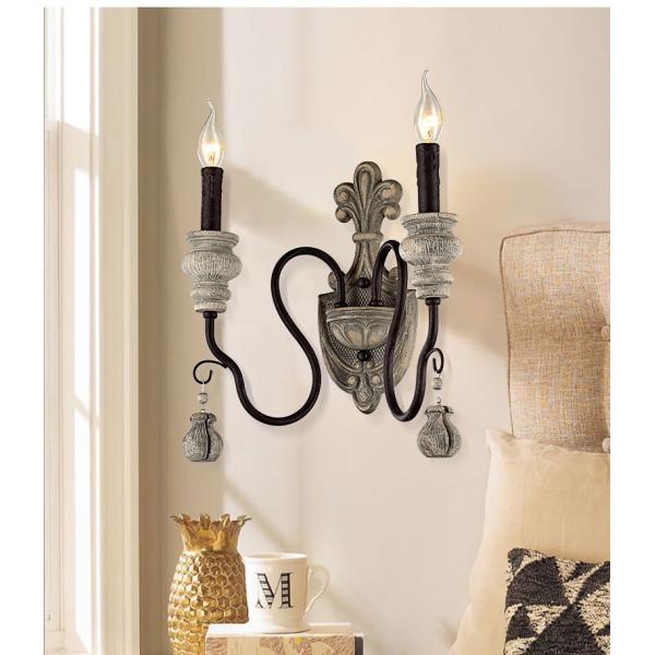 Vintage Wall Lamp Wood Iron Wall Light Bedroom Bedside Living Room loft wall light (WH-VR-58)