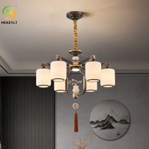 New Chinese Chandelier Lotus Lamp Box Restaurant Tea Room Living Room Light