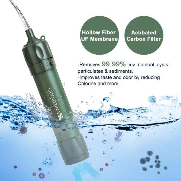 CE Outdoor Water Filter Straw For Camping Green 0.12 LBS