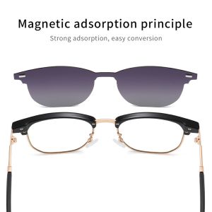 Two Purposes Clip On Magnetic Sunglasses Eyewear Unisex Polarized
