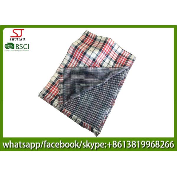 Chinese supplier frayed plaid grid two side summer spring thin tassel scarf 70