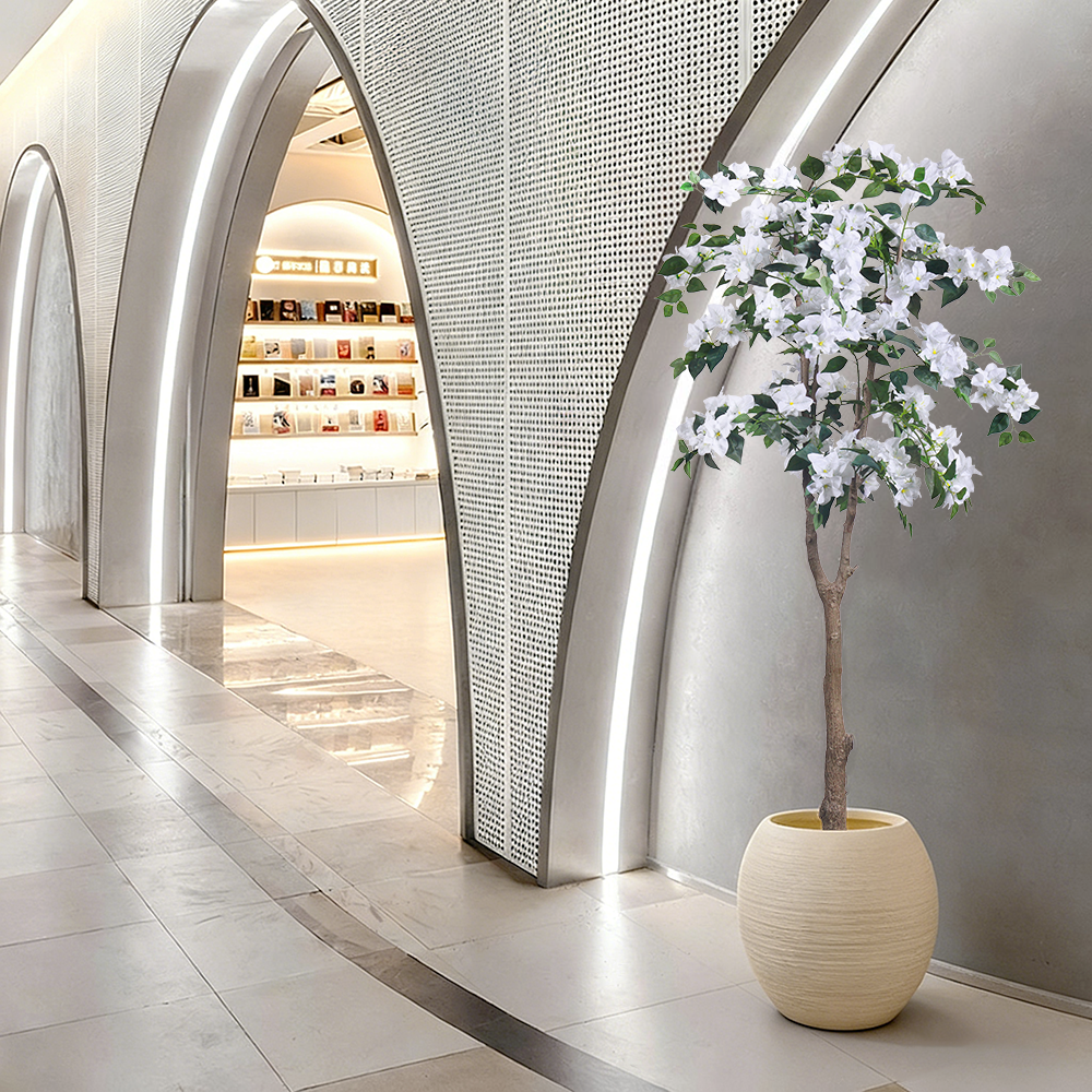 China Manufacturer Bougainvillea Tree Artificial Plant With white Flower For Home Office Mall Decor
