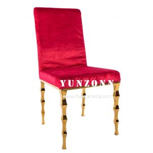 Elegant Black Velvet Stacking Banquet Chair With Bamboo Legs