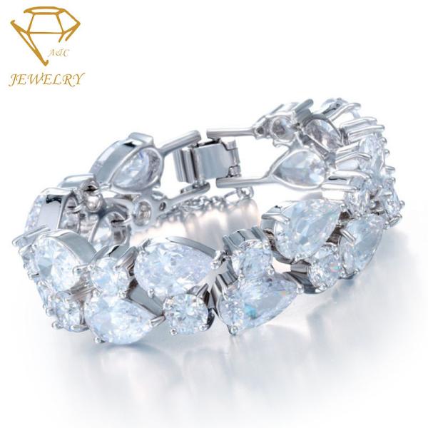 Buy Copper CCT Diamond Women's Bracelets Anti Allergy Teardrop Crystal at wholesale prices