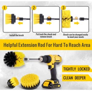Yellow color Drill Scrubber Brush Drill Brush with Extend Attachment for