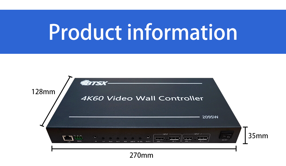 4K60 Input 9 HDMI Outputs Video Wall Controller with 3-Year Warranty for Multi-Screen Expansion