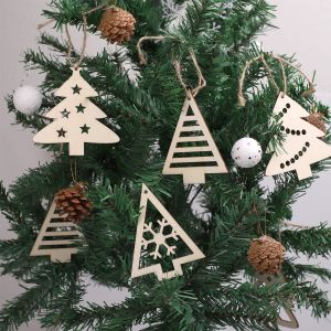 Wooden Christmas Tree Shaped Ornaments, Unfinished Wooden Cutouts Embellishments