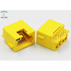 Yellow 90 Degree RJ45 Female Connector With Single LED Pipe For Ethernet Router