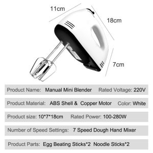 Mini Mixer Home Appliances 7 Speed Control Electric Manual Cooking Tools 100