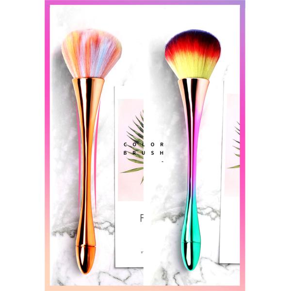 Synthetic Hair Long Handle Nail Art Dust Brush for Smooth and Thorough Powder Removal
