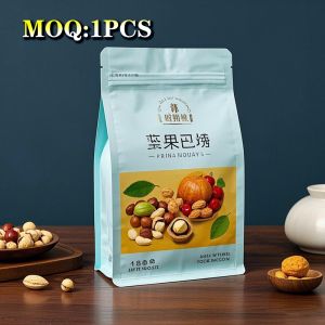 Custom Printed Plastic Flat Bottom Bags Reusable Moisture-Proof Food Packaging