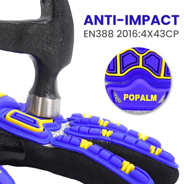 Durable 13 Gauge Impact Nitrile Gloves , TPR Construction Cut Resistant Gloves