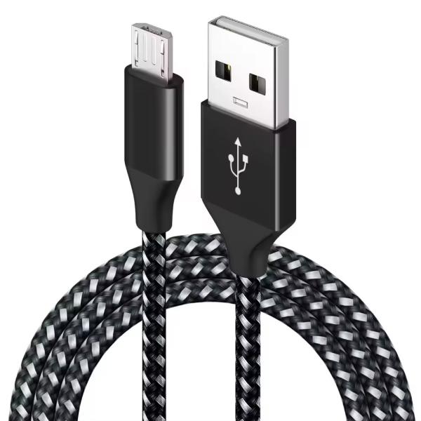 Buy Black Nylon Braid Micro USB To USB Type A Cable For Charging And Data Transmission at wholesale prices