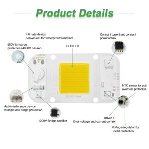 Driverless AC 50W LED Chip Flip Chip Cob Led For DIY Floodlight