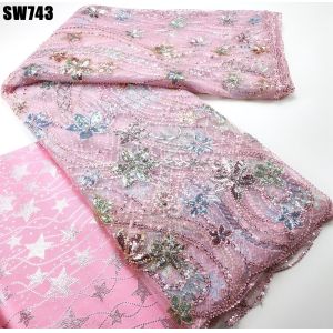 Gold Sequins Lace Fabric Ideal for Wedding Dress and Bridal Gowns in European