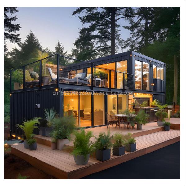 Customized Color 40ft LOFT Family Style Mobile House with Prefabricated Steel Structure and Wooden Exterior Wall