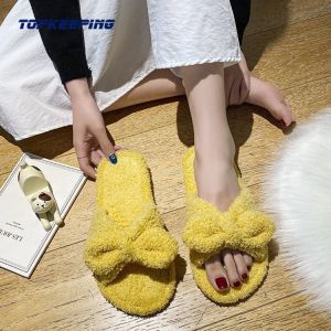 Custom Womens Plush Fur Slippers With Shock Absorbing Midsole