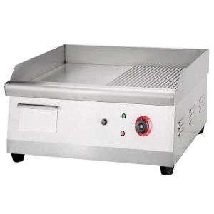 2.5KW Electric Contact Grill for Stainless Steel Half-Grooved Counter Top