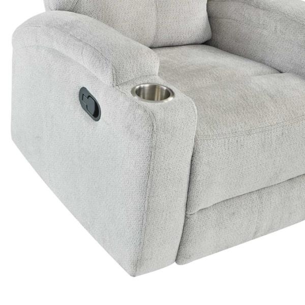 Recliner Chair with Stainless Steel Cup Holders, Gray Fabric