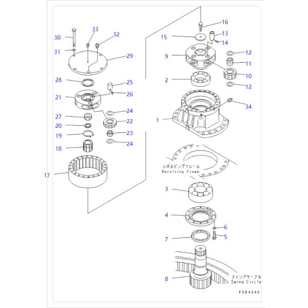 20Y-26-22131 20Y2622131 20Y2622130 Gear Excavator Swing Gear Fit KOMATSU PC200 PC200CA