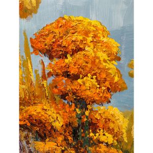 Hand Painted Oil Canvas Painting Golden Flowers Modern Colorful Decoration Wall
