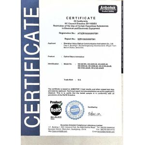 Shenzhen Haiyu Optics Communication Equipment Co., Ltd. Certifications
