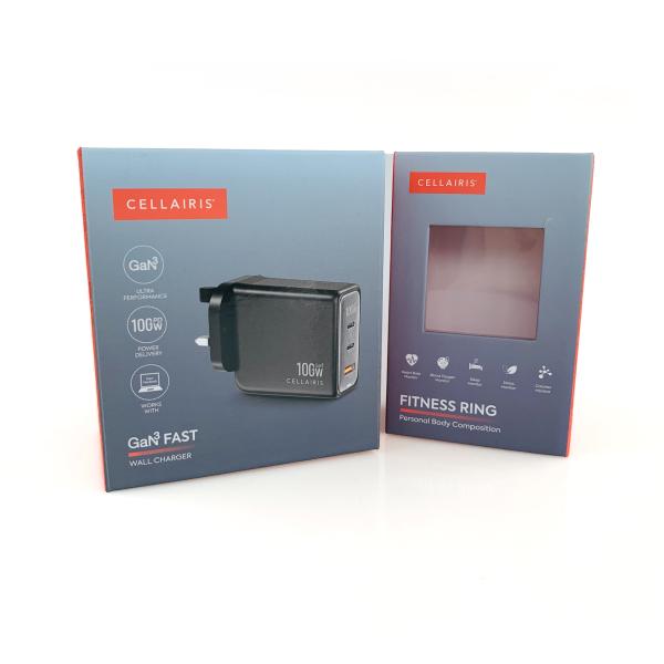 Low MOQ Magnetic Closure Charger Adapter Packaging Boxes Electronics Components Packing Paper Box With Hooks