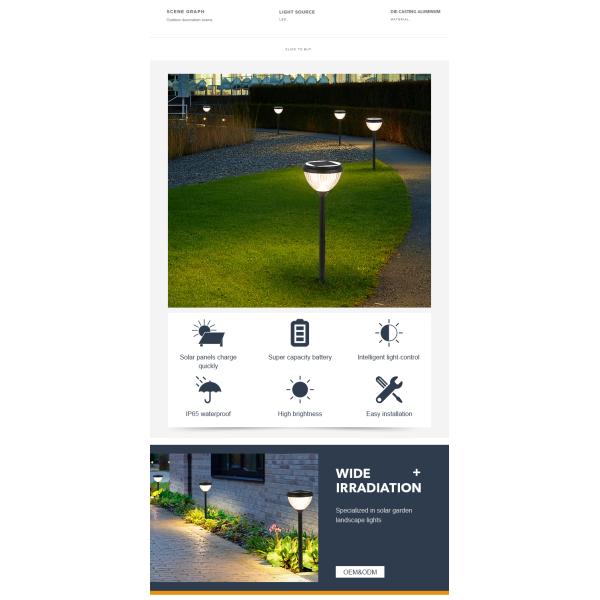 Durable Garden Solar Outdoor Lawn Lights Water Resistant 3000k 6000k