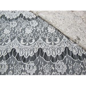 Thin hollow nylon eyelash French lace scalloped lace fabric for lady garment(CY