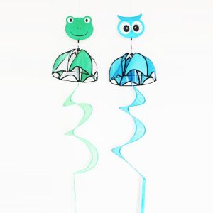 Quality Spring Seasonal wind spinner spiral frog and owl for sale