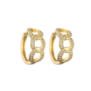 Hoop 24K Gold Jewelry Classic Women Rhinestone Fashion Earrings