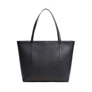 BSCI Ladies Tote Handbag Niche Black Leather Tote Bag