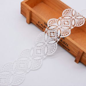 Guipure Polyester 6.2cm White Embroidered Lace Trimmings